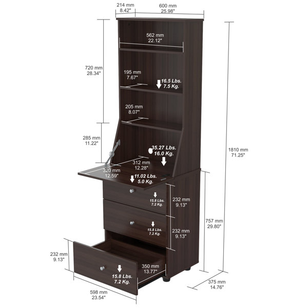 Winston Porter Galaviz Armoire Desk with Hutch & Reviews Wayfair
